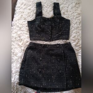 Stylish Black and Gold Women's Skirt Set